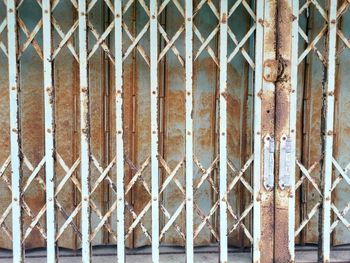 Full frame shot of fence against wall