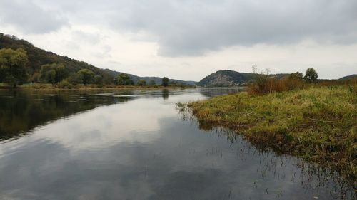 Scenic view of lake against sky