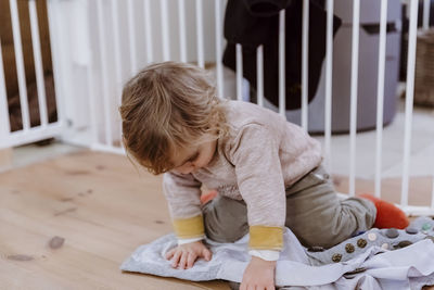 Boy playing at home