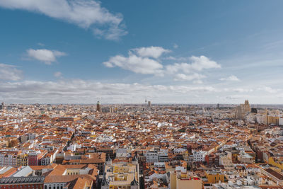 High angle shot of townscape against sky