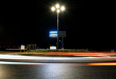 Light trails on road at night