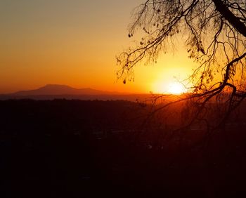 Scenic view of mountains at sunset