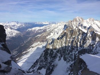 Scenic view of snowcapped mountains at chamonix