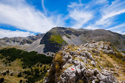 Scenic view of mountains against sky in magliano de marsi, abruzzo italy