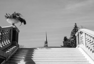 Staircase of building against sky