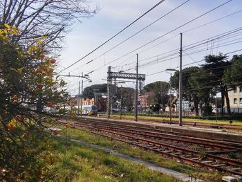 Railroad tracks against sky