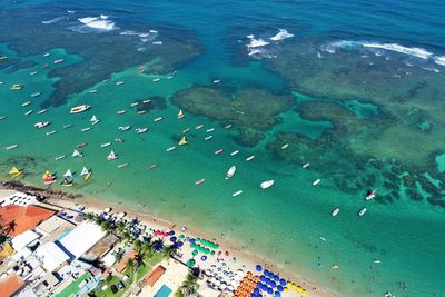 High angle view of people on beach