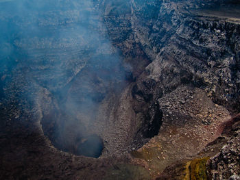 Aerial view of volcanic mountain