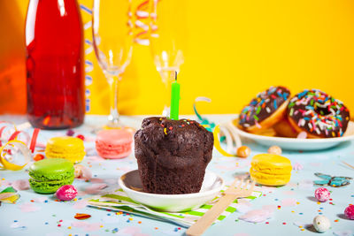 Close-up of cake on table