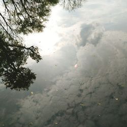 High angle view of lake against sky