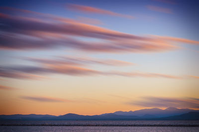 Scenic view of sea against sky at sunset