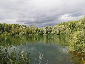 Scenic view of lake against sky