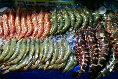 High angle view of meat in market