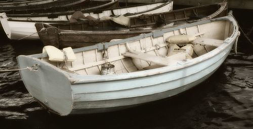 Close-up of ship in water