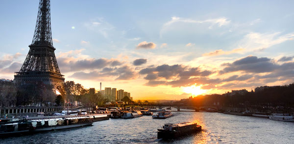 View of city at sunset