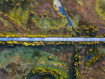 Aerial view of road against landscape