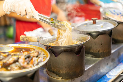 Oriental food - baked shrimp with vermicelli street food in asian.