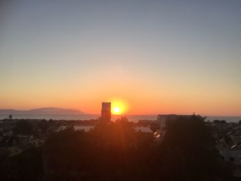 Sunset over city