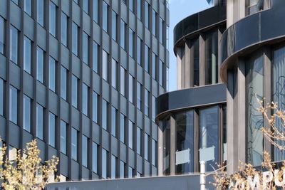 Low angle view of modern building in city