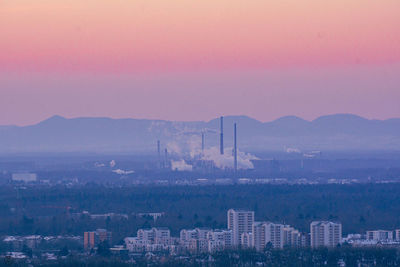 Aerial view of karlsruhe city during sunset