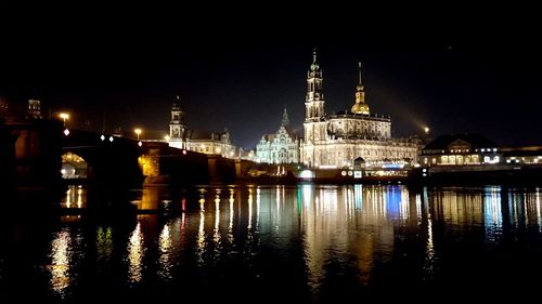 Illuminated city at night