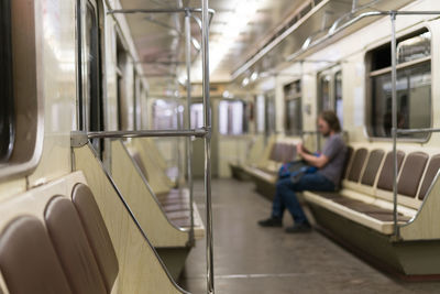 Interior of illuminated train