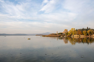 Scenic view of lake against sky