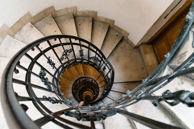 High angle view of spiral staircase