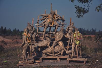 Statue of old temple against clear sky