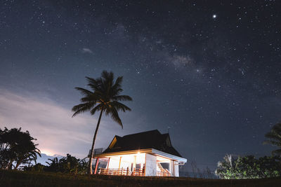 Low angle view of building against sky at night