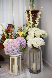 Close-up of flower vase on table