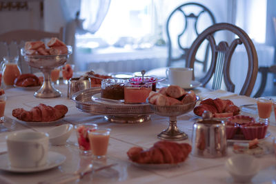 Close-up of breakfast on table