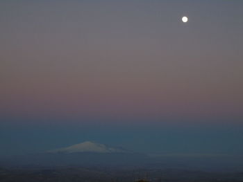 Scenic view of mountains against clear sky at night