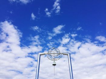 Low angle view of basketball hoop against sky