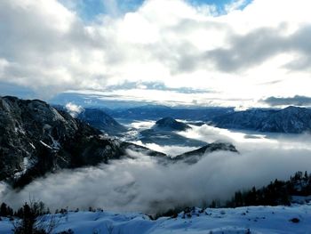 Scenic view of snowcapped mountains