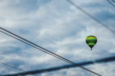 Low angle view of hot air balloon against sky