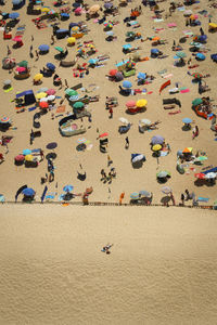 High angle view of crowd at beach