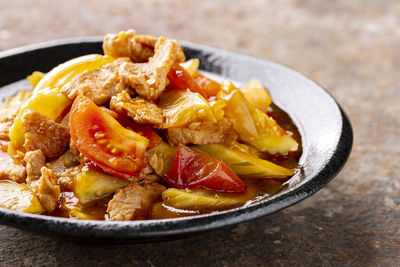 Close-up of food in bowl on table