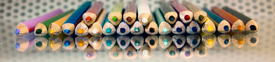 Panoramic view of colorful pencils