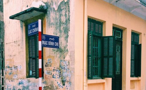 Close-up of text on door