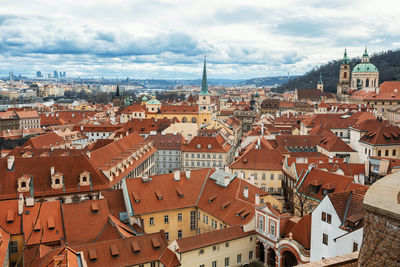 High angle view of townscape against sky