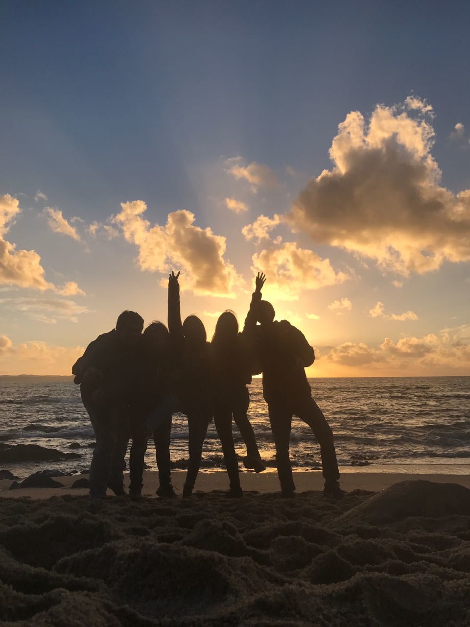 silhouette, sea, sunset, beach, sky, men, water, nature, togetherness, cloud - sky, real people, standing, horizon over water, leisure activity, sand, beauty in nature, outdoors, friendship, full length, lifestyles, vacations, scenics, women, day, adult, people