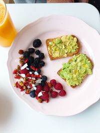 Close-up of breakfast on table