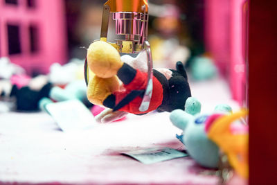 Close-up of toys on table