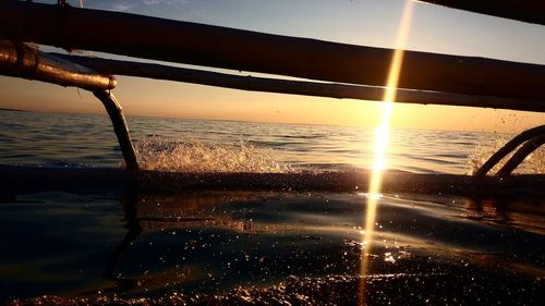 Reflection of sun in sea at sunset