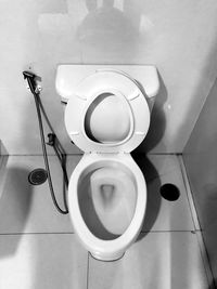 High angle view of electric lamp on wall at home