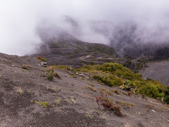 Scenic view of volcanic landscape against sky