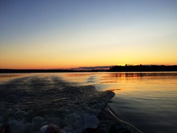 Scenic view of sea at sunset