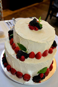 Close-up of strawberry cake