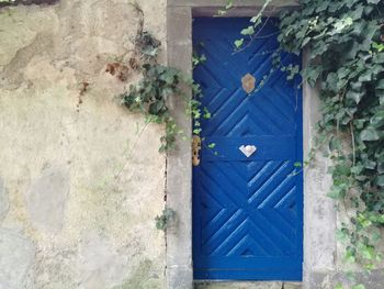 Closed door of building